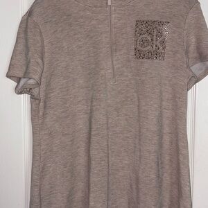 Calvin Klein Heather Gray Tee with Sequin Logo
